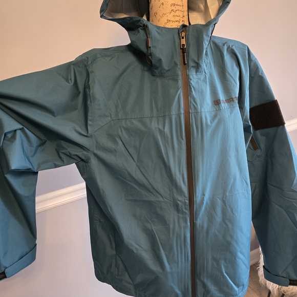 BaerSkin Teal Hooded Rain Jacket Size L - Picture 3 of 7